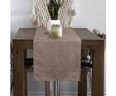 Yeahshion Runner da Tavolo Effetto Pelle Scamosciata 28 cm x 140 cm, Runner da Tavolo Marrone Morbido, Lavabile e Facile da Stirare per la Decorazione della Tavola, Soggiorno, Cassettiera, Festa