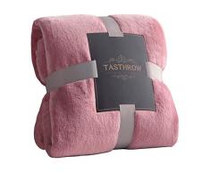 TASTHROW Coperta Vellutata in Pile, Morbida Coperta Plaid Divano Coperta Per Letto in Microfibra per Divano, Letto, Viaggi (Rosa, 130x180cm)