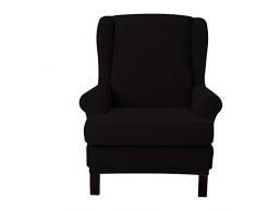 E EBETA Jacquard Salvadivano Copripoltrona Trapuntato Adele, Copripoltrona con Orecchie Poltrona Protettiva Elasticizzato Antiscivolo (Nero)