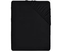 Utopia Bedding Lenzuolo con Angoli Una Piazza e Mezza Francese - 140x200cm - Nero - Microfibra di Poliestere Spazzolato - Lenzuolo Sotto con Angoli Elasticizzato