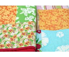 1001 Wohntraum 17jn29 Quilt Paula gufo e fiori, 180 x 220 cm, Coperta plaid Gufi Patchwork Vintage Shabby,, Multicolore