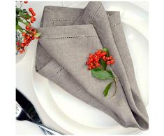 Linen & Cotton Set Di 4 Tovaglioli In Stoffa Con Orlo A Giorno FLORENCE, 100% Lino - 43cm x 43cm (Beige/Naturale)