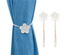 Lewondr Fermatende, Raccogli Tenda con Calamita Potente Forma a Fiore, Dimensioni 49.98 cm, Accessori Tende e Tendine Decorazioni Finestre, Fermatende per Camera da Letto, Hotel - Bianco