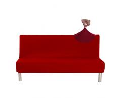 Jaotto Copridivano 2/3 Posti Senza Braccioli Elasticizzato, Fodere Copridivano Letto Antigraffio Lavabile Rimovibile, Copridivano Clic Clac Elastico Pieghevole Antiscivolo per Casa Soggiorno,Rosso