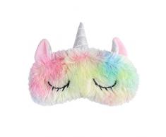 frcolor Unicorno Maschera di sonno Mignon Unicorno Corno in peluche fascia Occhi copertina per donne ragazze bambini casa letto Voyager Volo di auto campeggio utilizzare