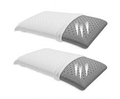 Goldflex Cuscino Ergo Bio CARBON Saponetta, Schiuma di Lattice Naturale Thailandese + CARBONI ATTIVI DI BAMBOO, LAVABILE, Fori Traspirazione, Antiacaro, Anallergico, Maglina Cotone, Coppia H10-11