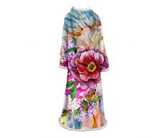 Odot Coperta con Maniche, Peluche TV Throw Coperta Coccole Caldo Super Soffice Morbida Flanella Divano in Velluto di Cotone per Divano Letto (127x178cm,Cranio I)