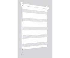 Sonello Tenda a rullo doppio strato Giorno e Notte a senza foratura 50cm x 130cm bianco, facile Fissaggio a Clip Senza Viti, Tenda a rullo Zebra per Finestra o Porta, protezione solare