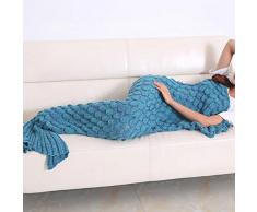 sirena coda Coperta, WLM fatto a mano uncinetto in maglia Bilance motivo, Super morbido addormentato sacchetti, tutte le stagioni per bambini e adulti - Lago Blu