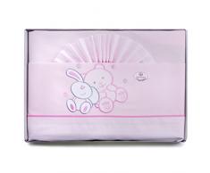 PEKITAS - Set di lenzuola sottili per bebè, 3 pezzi, per lettino da 60 x 120 cm, 100% cotone, prodotto in Portogallo Cuna Amici-Rosa