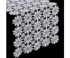 FDDE Runner da Tavolo in macramè, Runner Decorazione da Tavolo, Runner Pizzo allUncinetto, Runner da Eleganti Nappe, per Matrimoni, Decorazione per La Tavola (Bianca)