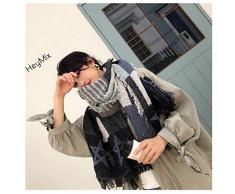 DMXYZZM Silenziatore Moda Inverno Nuovo Spesso Plaid Spesso Pashmina Patchwork Stelle Sciarpa Coperta per Donne Scialle Poncho Invernale in Cashmere Finto Femminile