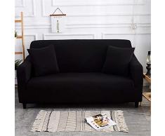 Himlaya Classico Copridivano Elasticizzato, Copridivano in Tessuto Elasticizzato Fodera per Divano con Corda Fissa per Universale poltrone divani a 1/2/3/4 posti (Nero,1 posti (90-140 cm))