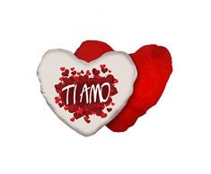 Cuscino Bianco Rosso Forma Cuore Scritta Ti Amo Amore Idea Regalo