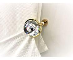Fermatenda reggitenda swarovski originale fermatenda da muro gancio tenda ganci parete gancio per tende fermatende a muro raccogli tenda reggi tenda ambrasse per tende embrasse R120 (ORO LUCIDO, 12)