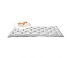 Evergreenweb - Correttore Materasso in Memory Foam Med h 7, Topper Letto, Imbottitura Fiocco Memory effetto Piuma, Futon Arrotolabile, Fodera Anallergica Antiacaro Bianco DREAME (90X200)