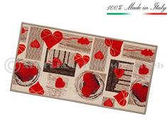 Tappeto cucina cuori TESSITURA PIATTA retro antiscivolo moderno multiuso corridoio bagno camera mod.FAKIRO14 50x80 MARRONE (C)