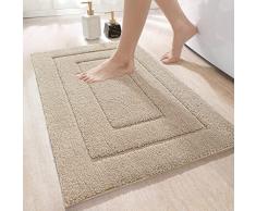 DEXI Tappeto Bagno,Tappeto da Bagno in Microfibra,Tappetino da Bagno Assorbente Antiscivolo,Soffice Tappeto Doccia,Lavabile in Lavatrice,60 x 90 cm,Beige
