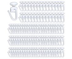 100 Pz Ganci Tende Scorrevoli Ganci per Tende per Binari Lunghi Scivoli per Tende in Plastica Adatto per Ganci per Binari per Tende Con Diametro Interno Del Binario Superiore a 11mm(Bianco)