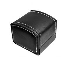 ROTAKUMA Scatola di Orologio Singola Cuoio Artificiale Custodia Quadrato Cuscino Cuscino Portatile (Color : Black)