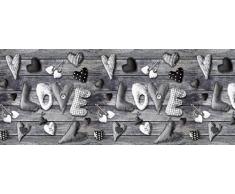 HomeLife Tappeto Cucina Antiscivolo Lavabile in Vinile 52X240 Made in Italy | Passatoia Antimacchia in PVC Interni ed Esterni Stampa Love e Cuori | Tappeti Runner Lungo in Gomma [240 cm, Grigio]