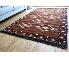 damaskunst NUOVO MARRONE 140 x 200 cm orientale Tappeto, kilim, kilim, Tappeto,Zerbino,pavimenti,Tappeto NUOVO S 7-4-72