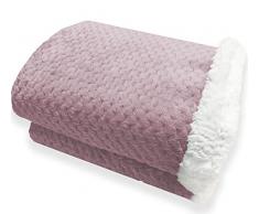 Home Tresor - Plaid in Pile per Divano, Letto Singolo e Matrimoniale, Coperta Sherpa Invernale Calda e Morbida Pesante 440 gr./mq, Pelliccia Tinta Unita (Rosa, Matrimoniale cm. 200x230)