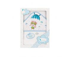 Interbaby Asciugamano con cappuccio per neonato PARACAIDISTA in bianco e blu - 560 g