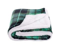 SOCHOW Coperta Plaid Matrimoniale in pile Sherpa, Coperta Plaid Doppio Strato Super Morbida Accogliente e Caldo per Divano, Letto, 220 x 240 cm Verde