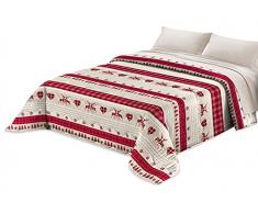 Trapunta Invernale Singola Imbottita 300 gr/mq Piumone Caldo Letto Singolo 160x260 cm Fantasia Tirolese Made in Italy Mod. Baita Colore Beige Bordeaux