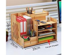 Ecent Portaoggetti da scrivania Multifunzionale Organizzatore di cancelleria Legno + portatovagliolo + portacarte per forniture per ufficio domestico