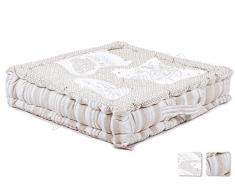 Cuscino Arredo Mattonella tipo materassino Patchwork Shabby Country chic cm 42x42x10 - Beige