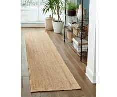Vipanth Exports Tappeto rettangolare in juta, colore beige, fatto a mano, per la decorazione della casa, 60 x 180 cm