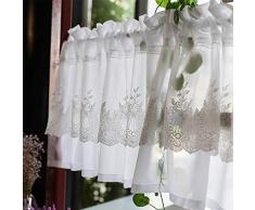 GMF Tende Cucina Shabby Chic Tende Cucina Country mantovana Tenda Pizzo Ricamato Squisito Design Semi-ombreggiato può Bloccare Il 40% della Luce, per Bagno Bistrot Cucina