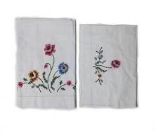 Coppia Asciugamano + ospite in Puro Lino Ricamo a Mano e Lavorazione al Burano Bianco