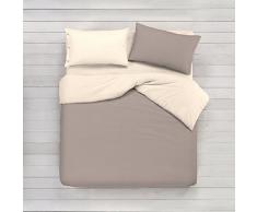 Copripiumino in 100% Cotone, Per Letto Matrimoniale 2 Piazze, Modello Double Face Colore Tortora/Beige