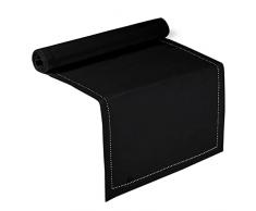 Encasa Homes 100% Puro Cotone Orlo a giorno Runner Da Tavolo per Sala a 8 seater Di Dimensioni 40 x 230 cm - Black | Panno decorativo per feste, casa, bar, ristoranti e hotel - lavabile in lavatrice