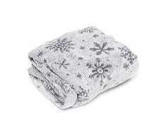 INTRECCI Morbida Coperta Tv Con Maniche, Plaid Coperta Indossabile Con Maniche In Microfibra Fantasia Invernale Fiocchi Di Neve