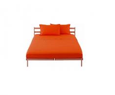 Completo Lenzuola Letto Matrimoniale Singolo Una Piazza e Mezza 100% Cotone Tinta Unita SS (Matrimoniale, Arancio)