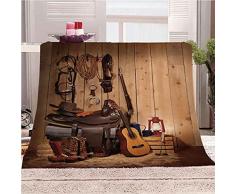 RLSRNC Coperta di Lusso Cowboy western vintage 3D Coperta Plaid in Flanella di Pile soffice Morbidissima Calda Set di Biancheria da Letto Coperta d Letto in Flanella Coperta per Letto e Divano 150x200