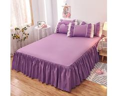 JLKC Matrimoniali Copriletti Eleganti/Una Piazza E Mezza/ Singoli Leggeri Gonna da Letto in Pizzo con Volant Bed Skirt Singolo/King Size Coprirete per Letto Lenzuola da Letto Stagioni