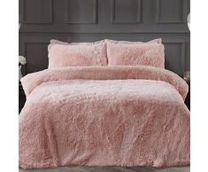 Sleepdown Set di biancheria da letto con federe, in finta pelliccia, super morbido, facile da pulire, super king size (220 x 260 cm)