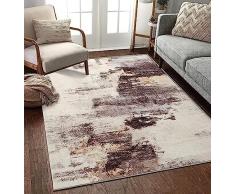 JURLEA Tappeto Zona Antiscivolo Astratto Tappeti per Soggiorno balcone giardino sala da pranzo Morbido Lavabile Carpet (120 x 160 cm, Grigio Beige/Giallo chiaro)