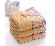 FGHOMEAQMJ Asciugamano in Cotone con Fiocco in Pizzo di Cotone Faccia Quadrata Asciugamano-Brown_34 * 75