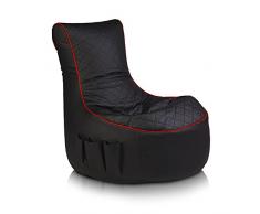 Ecopuf Pablo Pouf Poltrona Sacco Gaming in Ecopelle Trapuntata Schienale Alto - Tasche porta oggetti e supporto cuffie per PS5 Xbox Nintendo 77x84 Cm