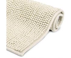 Beautissu BeauMare WR tappetino da bagno antiscivolo in pelo alto Beige 80x50 cm - Tappeto morbido in microfibra per doccia, vasca da bagno e WC - adatto anche per pavimenti riscaldati