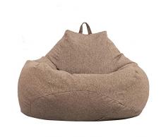 Copertura per Poltrona a Sacco,Copertura per Sacco di Fagioli senza Riempimento,Pouf a Sacco Morbido con Zipper Fodera per Adulti e Bambini,Poltrona a Sacco Adatta per Salotto (L, marrone)