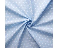 Stelle - tessuto di 100% cotone - stelle bianche su sfondo colorato - stoffa al metro (azzurro chiaro)