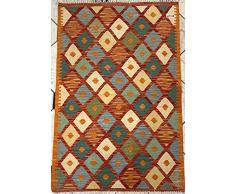 Tappeto orientale Afghano fatto a mano Kilim Area, in lana, colori naturali, Afgano, turco, nomade persiano, tradizionale, 77 x 117 cm, stile vintage, corridoio, scala, reversibile