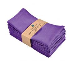FINGERCRAFT Tovaglioli di Stoffa in Tessuto Misto Cotone e Lino Confezione da 12 tovaglioli Speciali per Pasqua, qualità Premium, Angoli smussati prelavati (Viola)